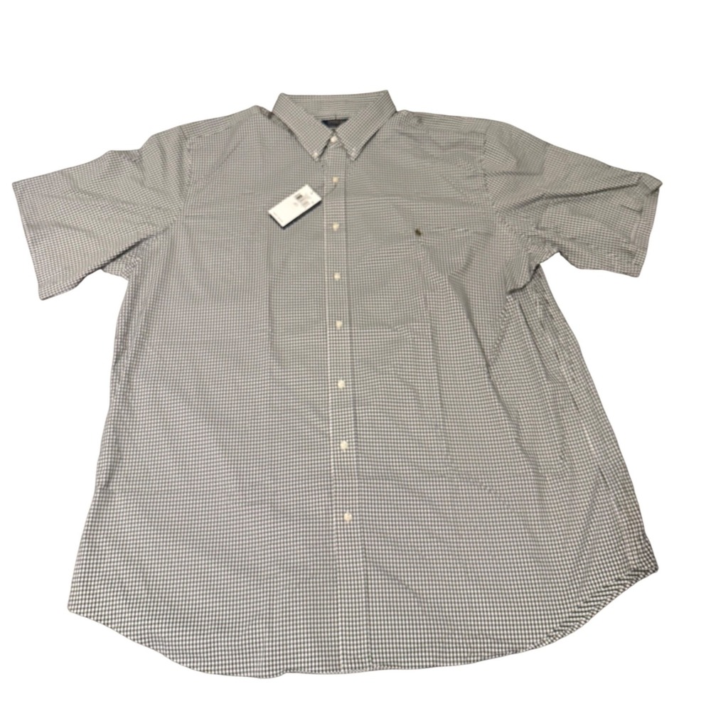 Polo Ralph Lauren Performance Shirt Mens 3XLT Green Gingham Short Sleeve